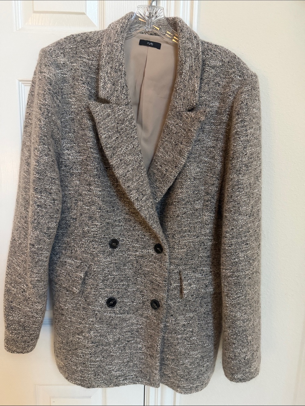 Ruti Double-Breasted Gray Wool-Blend Jacket